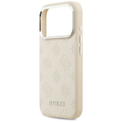 6. Etui Guess Peony Hot Stamp Script MagSafe na iPhone 17 Pro - beżowe