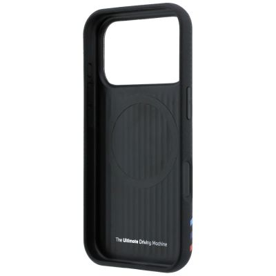 7. Etui BMW M Quadrille Kevlar Print Tricolor Lines & Metal Logo MagSafe na iPhone 18 Pro Max / 17 Pro Max - czarne