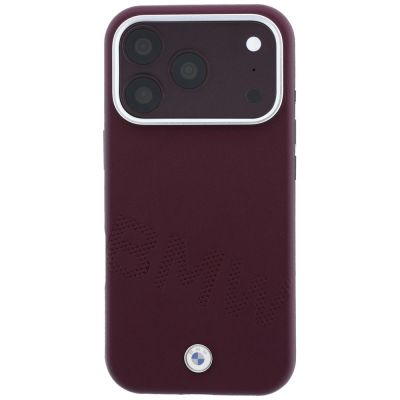 3. Etui BMW Sign Inclined Deboss Letters MagSafe na iPhone 17 Pro Max / 18 Pro Max - bordowe