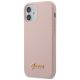 5. Etui Guess Silicone Script Gold Logo na iPhone 12 mini - jasnoróżowe