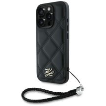 Etui Karl Lagerfeld Quilted Initial Logo & Chain Strap na iPhone 16 Pro - czarne
