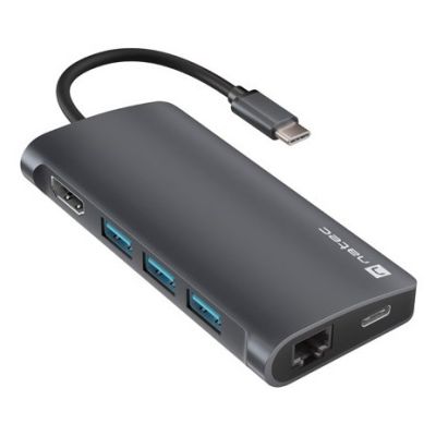 MULTIPORT ADAPTER NATEC FOWLER 2 V2 USB-C 8W1 HUB ->USB 3.0 3X, HDMI 4K, USB-C, RJ45, SD, MICRO SD
