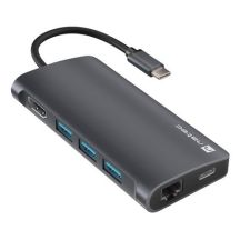 MULTIPORT ADAPTER NATEC FOWLER 2 V2 USB-C 8W1 HUB ->USB 3.0 3X, HDMI 4K, USB-C, RJ45, SD, MICRO SD