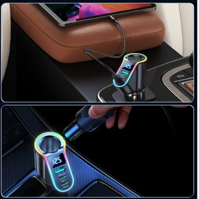 12. Joyroom szybka ładowarka samochodowa 4w1 USB-A QC3.0 / 2xUSB-C PD 150W czarna (JR-CL21)