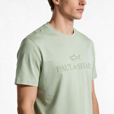 3. Paul&Shark męski T-shirt z bawełny i lyocellu — miętowy (26411007-574)