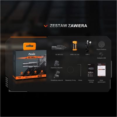 15. Latarka diodowa na pistolet Fenix taktyczna 1200lm 210m USB-C - GL19R