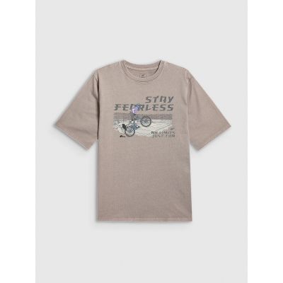 6. T-shirt loose z nadrukiem chłopięcy 4F 4FJRSS26TTSHM4279-25S
