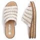 4. Klapki damskie na koturnie beżowe Rieker 629X8-60
