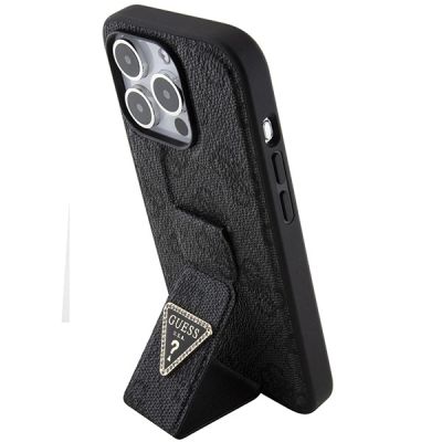 2. Etui Guess Grip Stand 4G Triangle Strass na iPhone 15 Pro Max - czarne