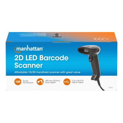 11. Manhattan 153997 czytnik kodów kreskowych Ręczny czytnik kodów kreskowych 1D/2D LED Czarny