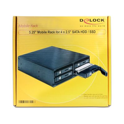 2. Kieszeń Delock 5.25" Mobile Rack dla 4 x 2.5” SATA HDD / SSD