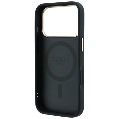 7. Etui Guess Ring Stand 360 Grained Classic Logo MagSafe na iPhone 18 Pro Max / 17 Pro Max - czarne