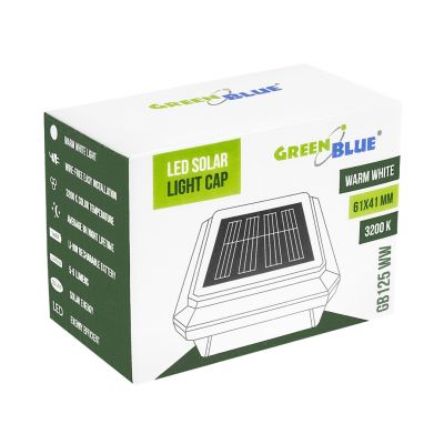 6. GREENBLUE LAMPA SOLARNA LED NA SŁUPEK 60X40MM, DASZEK KOPERTOWY, 3200K GB125 WW