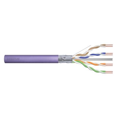4. Digitus Kabel instalacyjny kat.6, F/UTP, B2ca, AWG 23/1, LSOH, 500m, fioletowy, szpula
