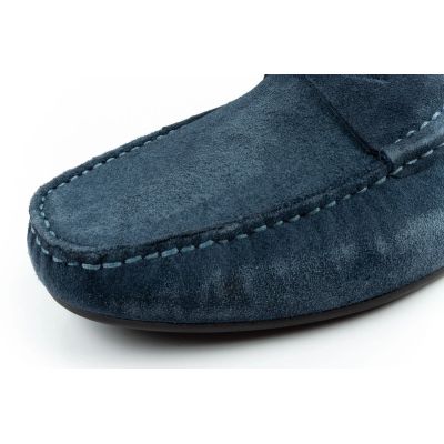6. Wrangler buty męskie półbuty mokasyny Maifield Suede skóra naturalna granatowe