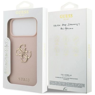 8. Etui Guess Grained Big 4G & Classic Logo na iPhone 17 Pro Max - różowe