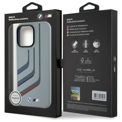 8. Etui BMW Silicone Turning Lines MagSafe na iPhone 16 Pro Max - szare