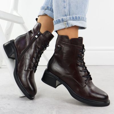 5. Skórzane botki damskie workery brązowe Filippo DBT7369
