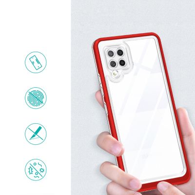 2. Clear 3in1 etui do Samsung Galaxy A42 5G żelowy pokrowiec z ramką czerwony
