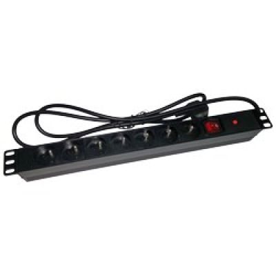 Alantec Listwa zasilająca 19" 230V - 7 gniazd (typu E - CEE 7/5), z wyłącznikiem LED, z zabezpieczeniem przeciwprzeciążeniowym, kabel 1,8m CEE 7/7 (PZ071U)