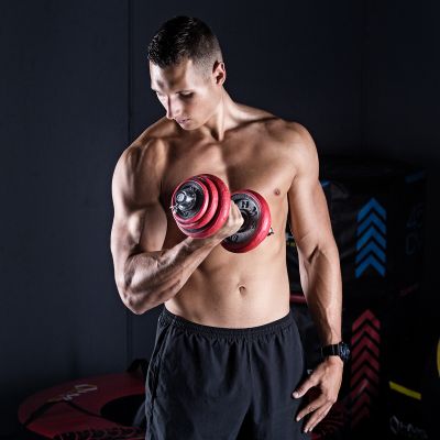 12. Sztangielki gumowane HMS SGGX20 z funkcją sztangi 20kg