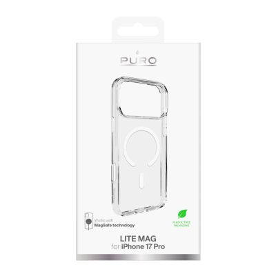 2. Etui Puro Lite Mag TPU+PC kompatybilne z MagSafe na iPhone 17 Pro - przezroczyste z białym pierścieniem