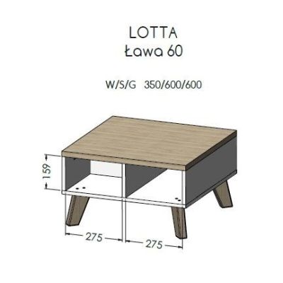 2. Ława LOTTA 60 wotan + czarny mat