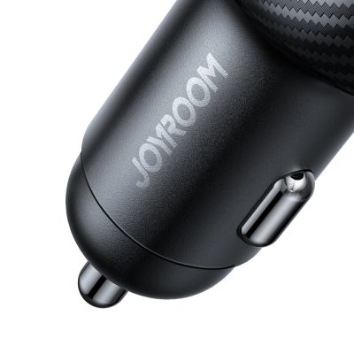 8. Ładowarka samochodowa Joyroom JR-CCD04 30W 2x USB-C USB-A z wyświetlaczem - czarna