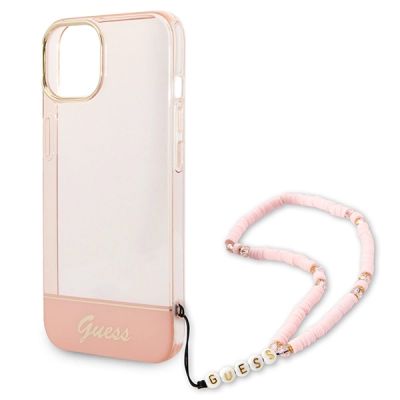 5. Etui Guess Translucent Pearl Strap na iPhone 14 Plus - różowe