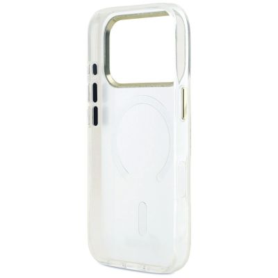 7. Etui Guess IML Shell Script Metal MagSafe na iPhone 17 Pro Max - białe