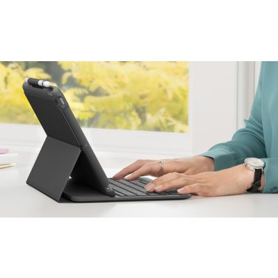 6. Logitech Slim Folio QWERTZ Niemiecki Bluetooth Grafitowy