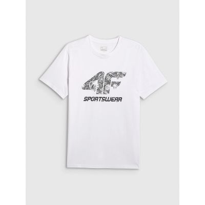 8. T-shirt regular z nadrukiem męski 4F 4FRAW25TTSHM3611-10S