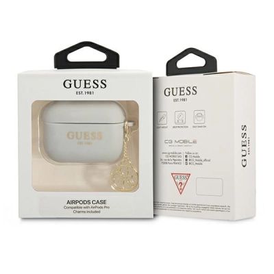 3. Etui Guess Silicone Charm 4G Collection na AirPods Pro - szare