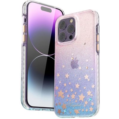 4. Kingxbar Heart Star Series etui iPhone 14 Plus etui w gwiazdki zodiac