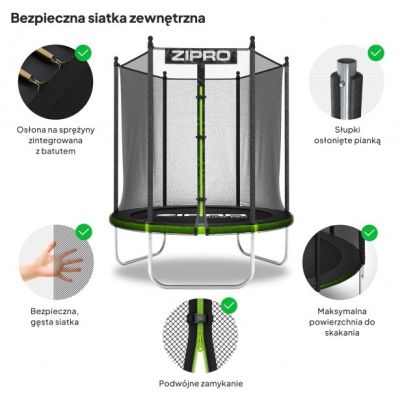 5. ZIPRO 4FT Jump Pro Zewnętrzna Okrągły Sprężyny zwojowe Trampolina ogrodowa