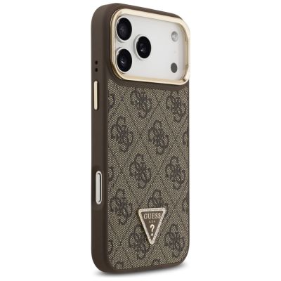 4. Etui Guess 4G PU Triangle Logo & Stand Camera Magsafe na iPhone 17 Pro Max - brązowe