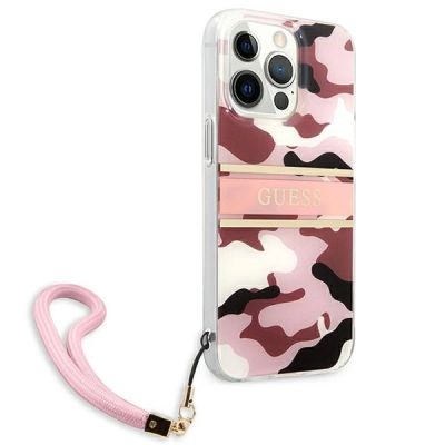 4. Etui Guess Camo Strap Collection na iPhone 13 Pro / iPhone 13 - różowe