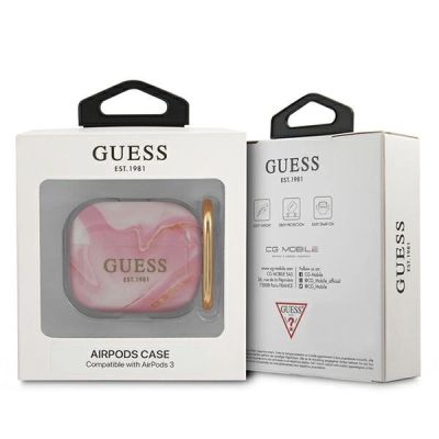3. Etui Guess Marble Collection na AirPods 3 - różowe