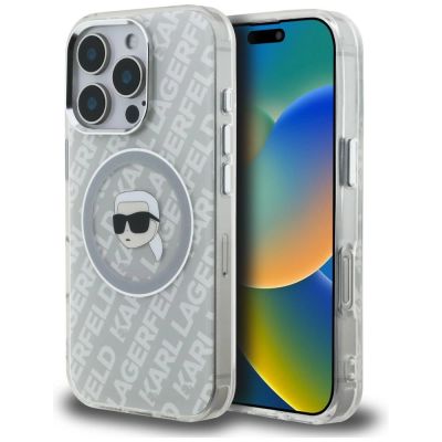 Etui Karl Lagerfeld IML Karl Head Logo MagSafe na iPhone 16 Pro - szare