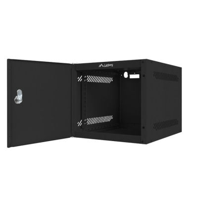 2. LANBERG SZAFA WISZĄCA RACK 10" 6U 280X310 CZARNA, DRZWI METALOWE (FLAT PACK) WF10-2306-00B
