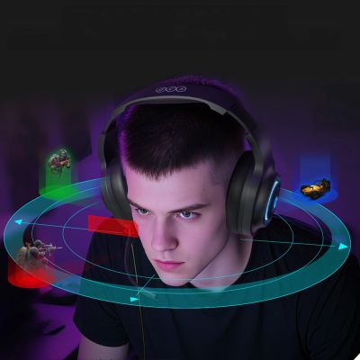 16. Słuchawki gamingowe QCY Heroad V200 Tri-Mode z dźwiękiem 7.1 baterią 240 h i odczepianym mikrofonem - czarne