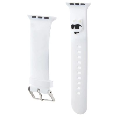 3. Pasek Karl Lagerfeld 3D Rubber Choupette Heads na Apple Watch 38/40/41mm - biały