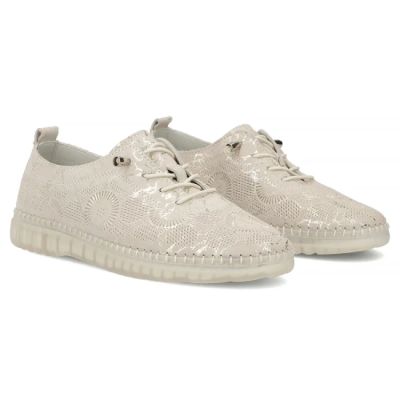 4. Skórzane półbuty na gumki beżowe Filippo DP7810