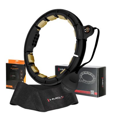 Zestaw Hula Hop Magnetyczny Black/Gold HHM13 z Licznikiem HMS + Pas Wyszczupłający BR163 Black