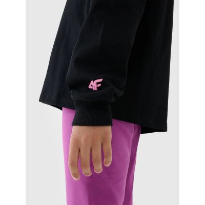 5. Longsleeve oversize gładki dziewczęcy 4F 4FJWSS25TLONF377-20S