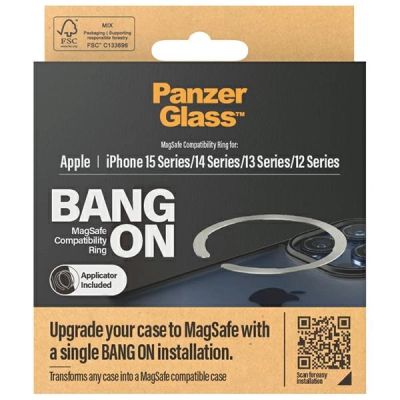 4. Pierścień MagSafe PanzerGlass Bang ON do iPhone 12 / 13 / 14 / 15 - srebrny