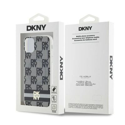 5. Etui DKNY IML Checkered Mono Pattern & Printed Stripes MagSafe na iPhone 11 / Xr - czarne