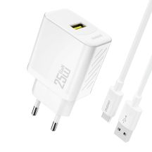 Ładowarka sieciowa Dudao A27STEU 25W GaN USB-A z kablem USB-A - USB-C - biała