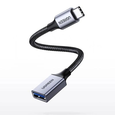 2. Ugreen kabel adapter przejściówka OTG USB-C (męski) - USB-A (żeński) 5Gb/s 0.15m czarny (US378)