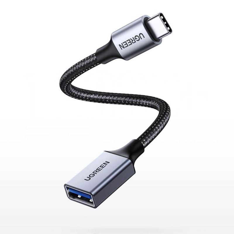 2. Ugreen kabel adapter przejściówka OTG USB-C (męski) - USB-A (żeński) 5Gb/s 0.15m czarny (US378)